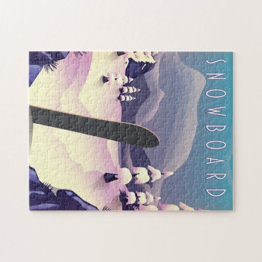 スノーボードヴィンテージスタイル旅行ポスター ジグソーパズル (横)