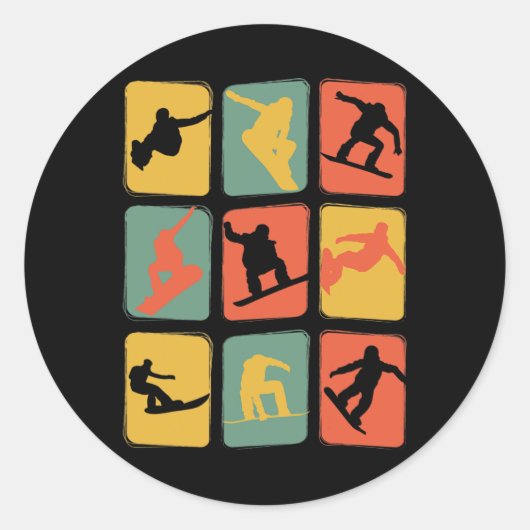 スノーボードヴィンテージレトロスノーボード ラウンドシール (正面)