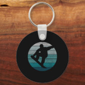 スノーボードヴィンテージレトロフリースタイルスノーボードGif キーホルダー (正面)