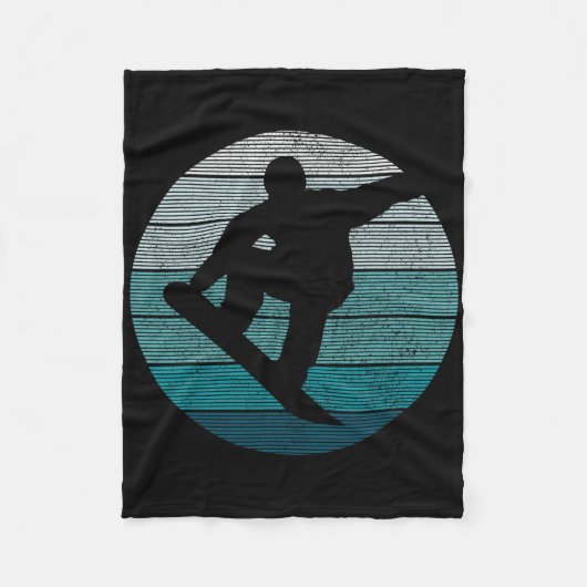 スノーボードヴィンテージレトロフリースタイルスノーボードGif フリースブランケット (正面)