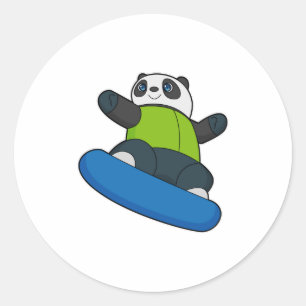 スノーボード付きスノーボーダーとしてのパンダ ラウンドシール