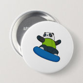 スノーボード付きスノーボーダーとしてのパンダ 缶バッジ (正面&裏面)