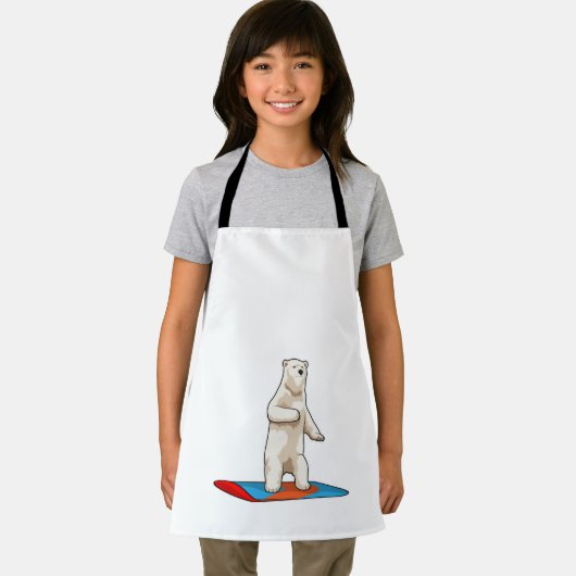 スノーボード付きスノーボーダーとしてのホッキョクグマ エプロン (インサイチュ)