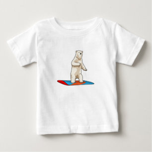 スノーボード付きスノーボーダーとしてのホッキョクグマ ベビーTシャツ