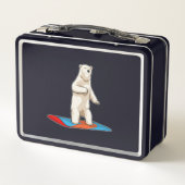 スノーボード付きスノーボーダーとしてのホッキョクグマ メタルランチボックス (裏面)