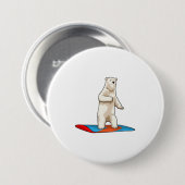 スノーボード付きスノーボーダーとしてのホッキョクグマ 缶バッジ (正面&裏面)