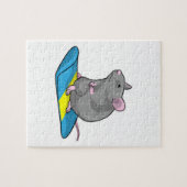 スノーボード付きスノーボーダーとしてのマウス ジグソーパズル (横)