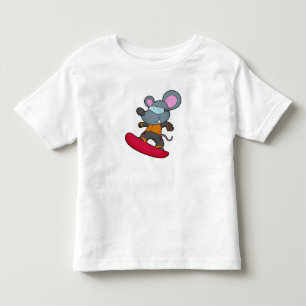 スノーボード付きスノーボーダーとしてのマウス トドラーTシャツ