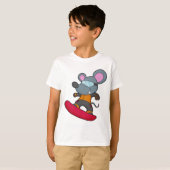 スノーボード付きスノーボーダーとしてのマウス Tシャツ (正面フル)