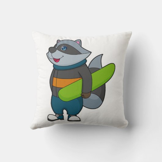 スノーボード付きスノーボーダーとしてのルーン クッション (裏面)