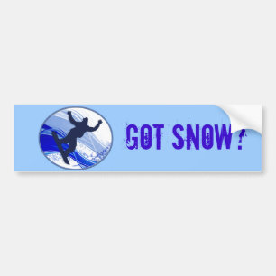 スノーボード及び雪片 バンパーステッカー
