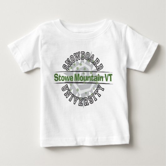 スノーボード大学 – Stowe Mountain VT ベビーTシャツ (正面)
