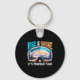 スノーボード女子のスキーウェア Rise & Shine Its Powder Time Sungl キーホルダー