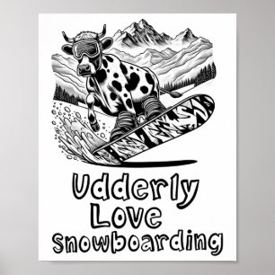 スノーボード牛のシュレッダーザ斜面 – Snowboarde ポスター