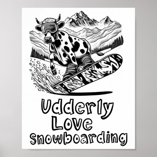 スノーボード牛のシュレッダーザ斜面 – Snowboarde ポスター (正面)