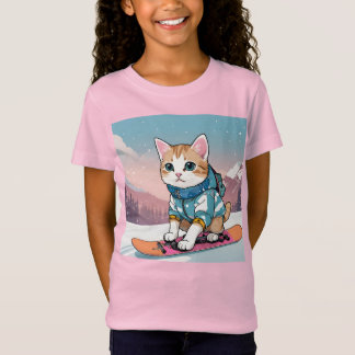 スノーボード猫アニメアドベンチャー Tシャツ