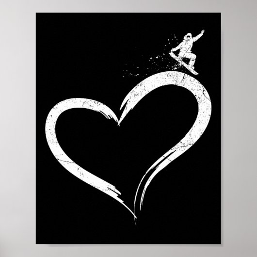 スノーボード用スノーボードヴィンテージハート ポスター (正面)