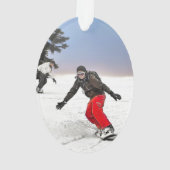 スノーボード男息子写真テンプレート楕円 オーナメント (裏面)