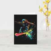 スノーボード絵を描カラースプラッシュスノーボーダーダウンヒ カード (黄色い花)