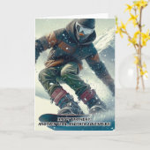 スノーボード誕生日カード カード (黄色い花)