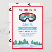 スノーボード誕生日パーティーの招待状 招待状 (正面/裏面)