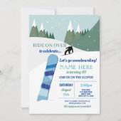 スノーボード誕生日パーティースキースノー 招待状 (正面)