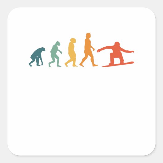 スノーボード進化レトロスノーボードウィンター スクエアシール (正面)