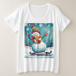スノーボード雪だるま – ウィメンズプラスサイズTシャツ プラスサイズTシャツ