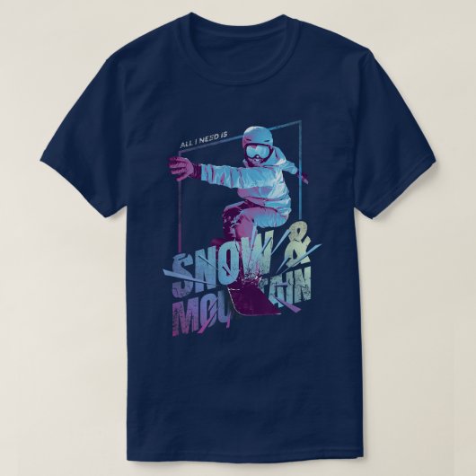 スノーボード雪と山 Tシャツ (デザイン正面)