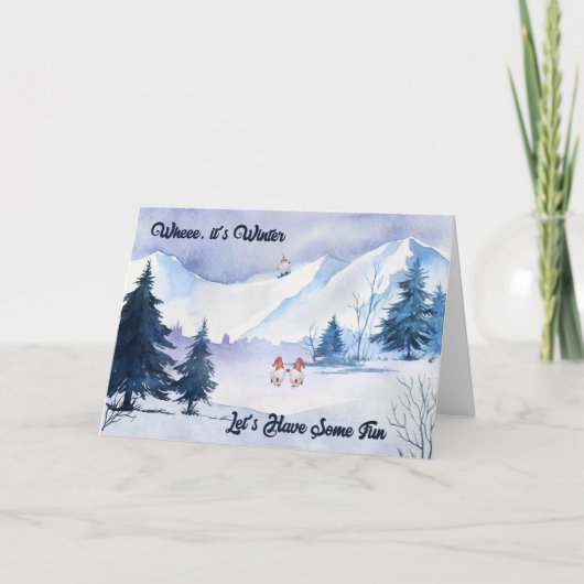 スノーボード&アイススケートで滑る週末の招待状 カード (正面)