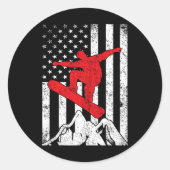 スノーボード・アメリカ国旗の愛国的なスノーボード優勝 ラウンドシール (正面)