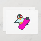 スノーボード スポーツのペンギン & スキー用ゴーグル ポストカード (正面/裏面)