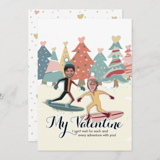 スノーボード バレンタイン ホリデー カード (正面/裏面)
