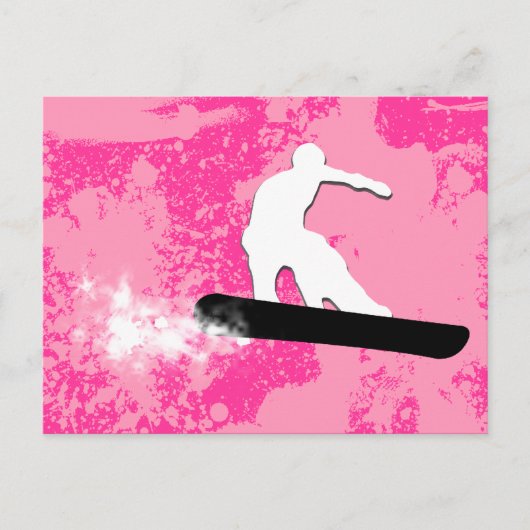 スノーボード。パウダートレイル。 ポストカード (正面)