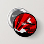 スノーボード。パウダートレイル。 缶バッジ (正面&裏面)