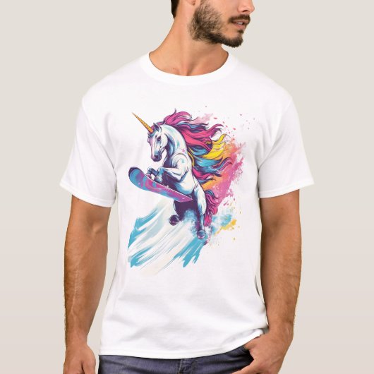 スノーボード ユニコーン (1) Tシャツ (正面)