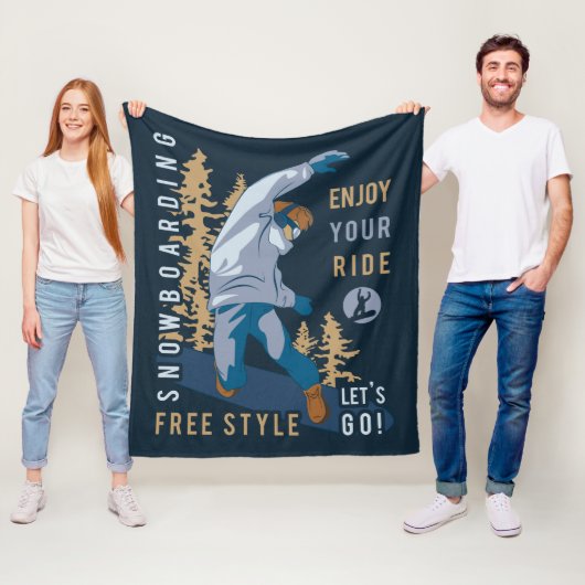 スノーボード。楽しむ乗り フリースブランケット (インサイチュ)