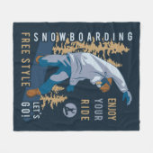 スノーボード。楽しむ乗り フリースブランケット (正面(横))