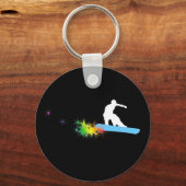 スノーボード。虹。 キーホルダー (正面)