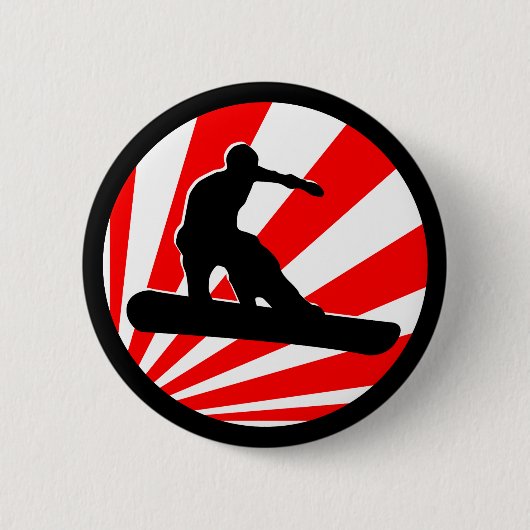 スノーボード。 赤い光線 缶バッジ (正面)