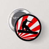 スノーボード。 赤い光線 缶バッジ (正面&裏面)