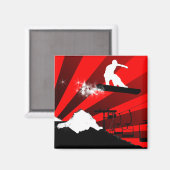 スノーボード。赤い線。 マグネット (正面/裏面)