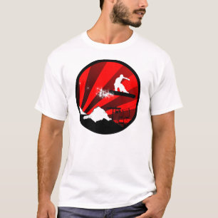 スノーボード。 赤い Tシャツ