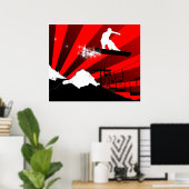 スノーボード。赤。 ポスター (ホームオフィス)