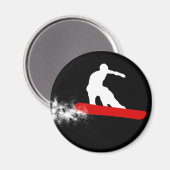 スノーボード。赤。 マグネット (正面/裏面)