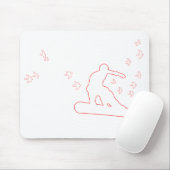 スノーボード。鳥付きボード。赤いアウトライン。 マウスパッド (マウス)