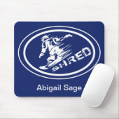 スノーボード「SHRED」オーバルシルエットスノーボーダーラベル マウスパッド (マウス)