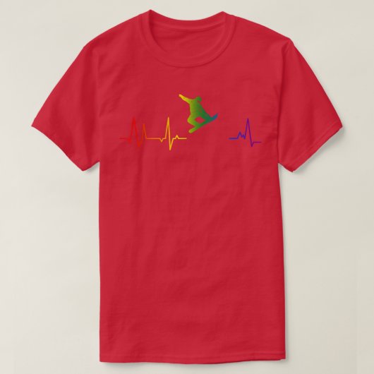 スノーボードLGBTQハートビートLGBTQIA for Snowboarder Tシャツ (デザイン正面)