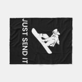 スノーボードTシャツスノーボード女子男性へキッズ フリースブランケット (正面(横))