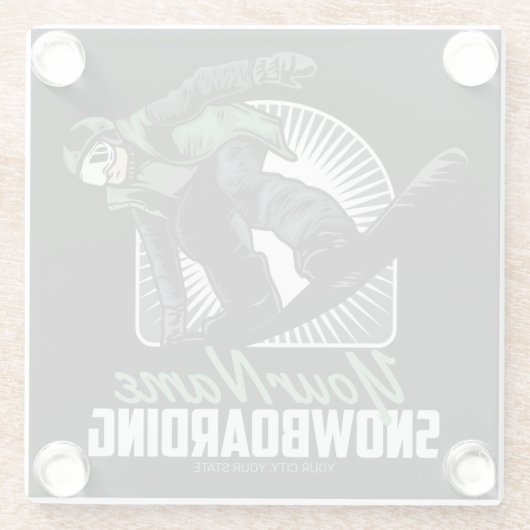 スノーボーパーソナライズされたドスノーボーダー破砕機 ガラスコースター (裏面)